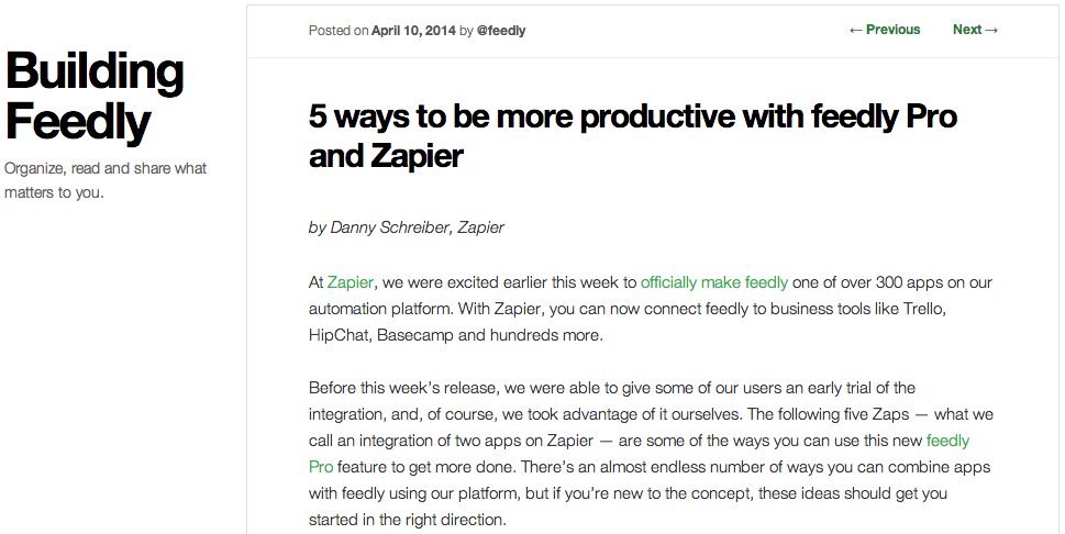 Feedly and Zapier