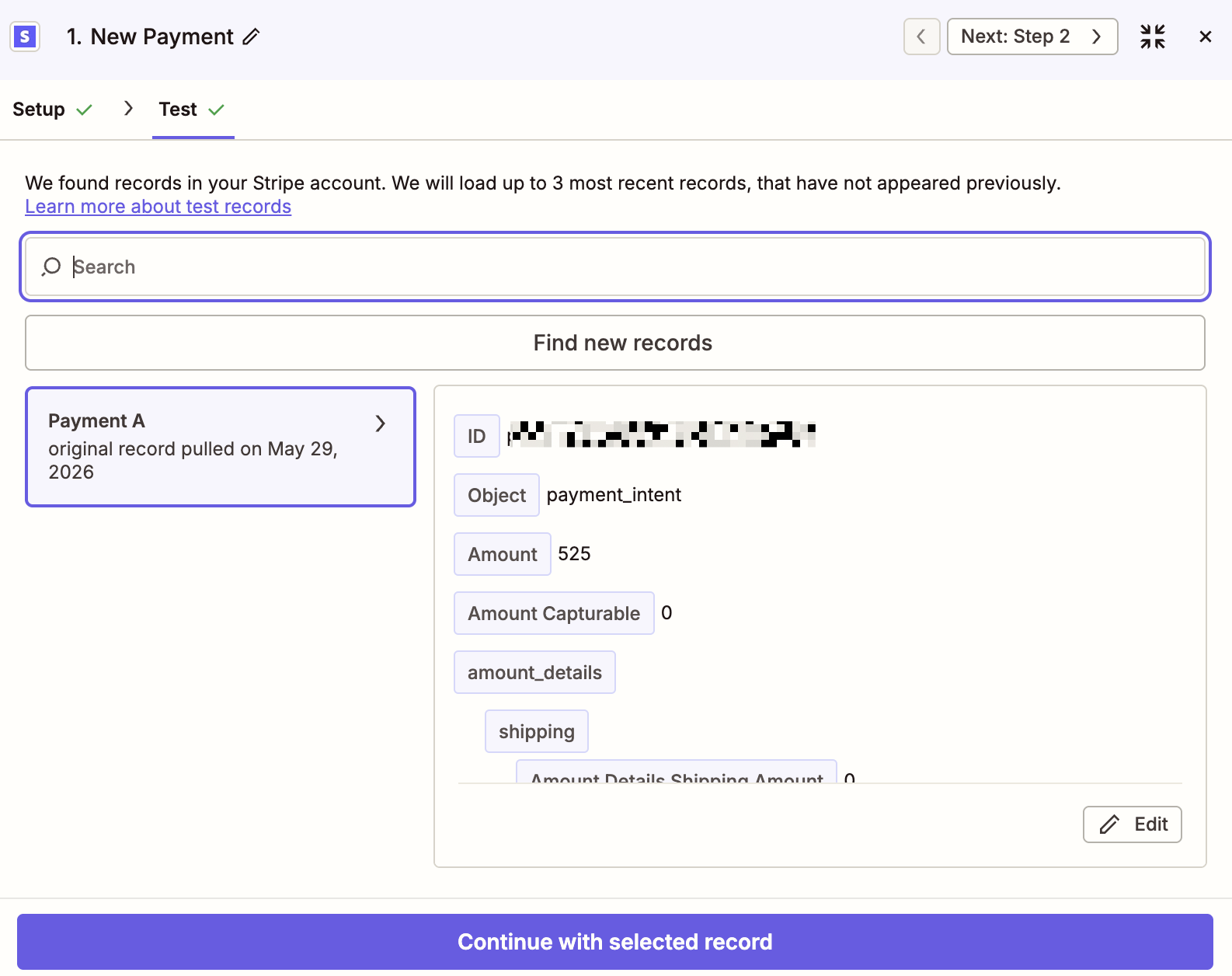 A test record for a Zapier trigger