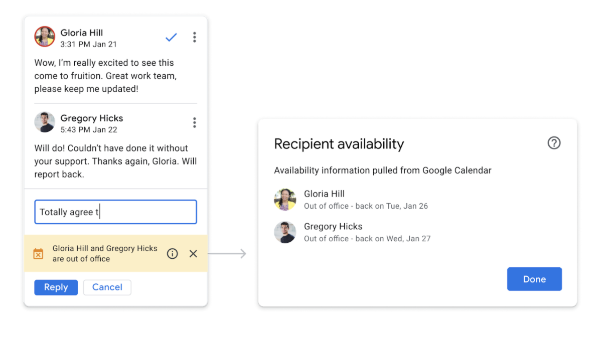 The Out of Office feature in Google Docs