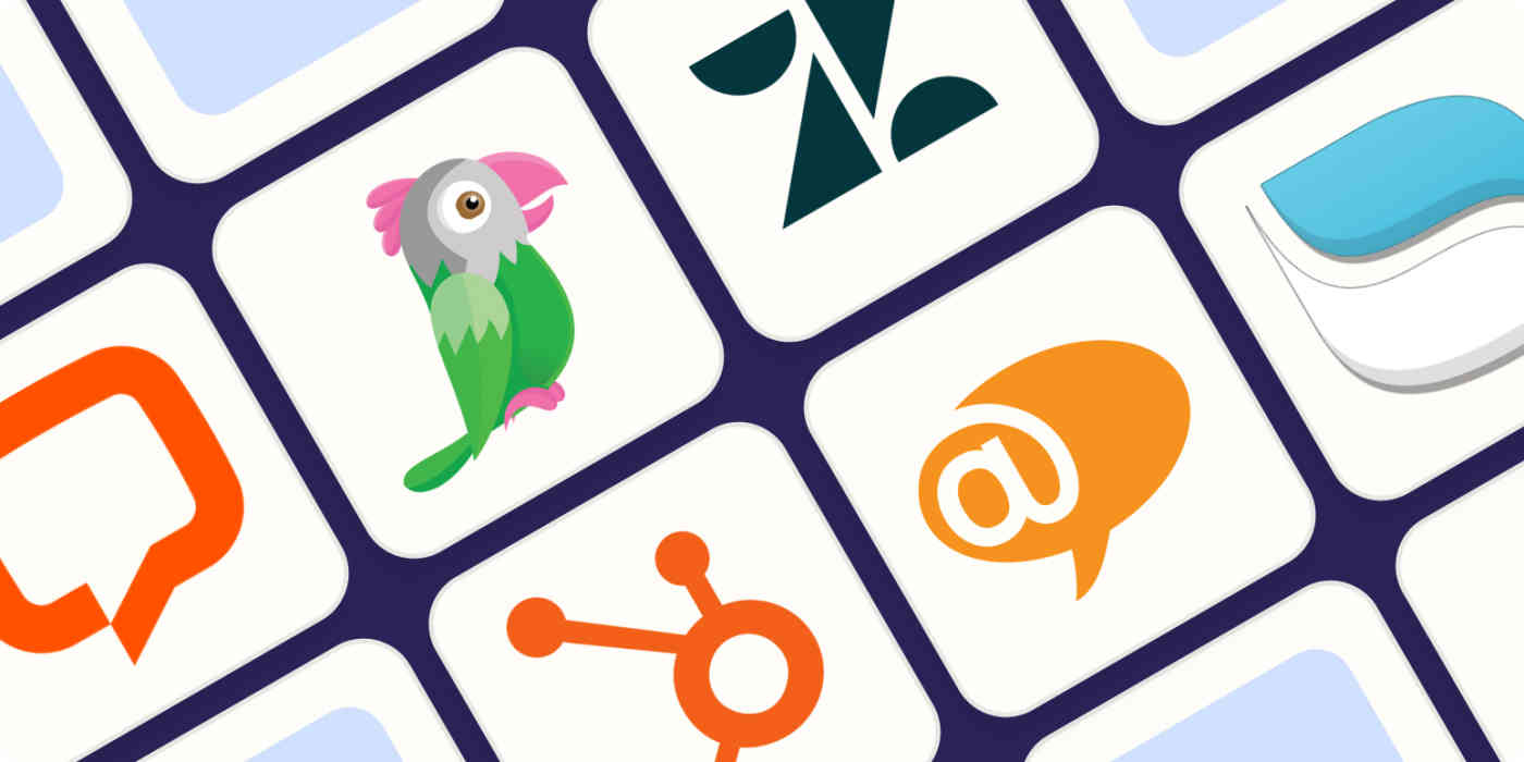 Hero image with the logos of the best live chat apps for customer support