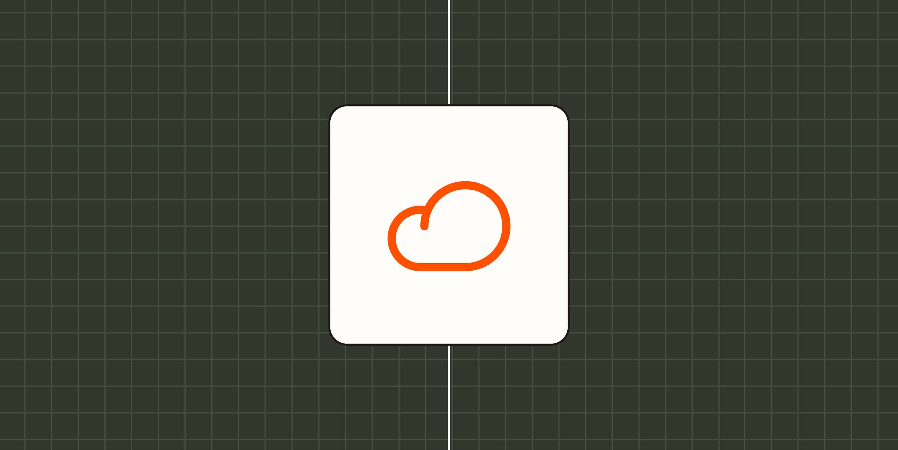 An orange icon of a cloud and a lock against a lavender background