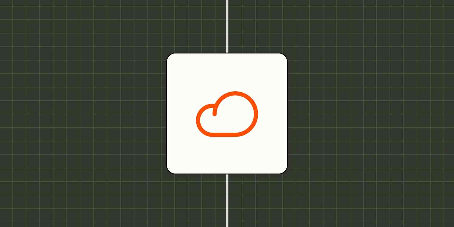 An orange icon of a cloud and a lock against a lavender background