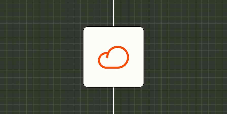An orange icon of a cloud and a lock against a lavender background