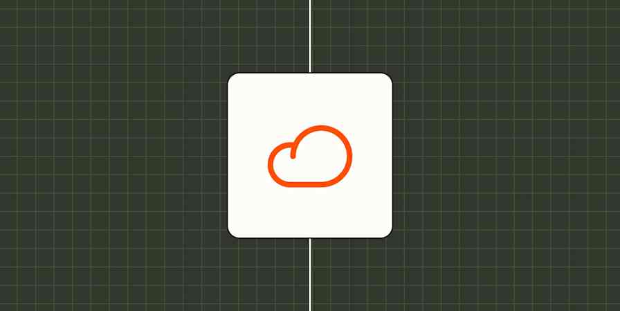 An orange icon of a cloud and a lock against a lavender background