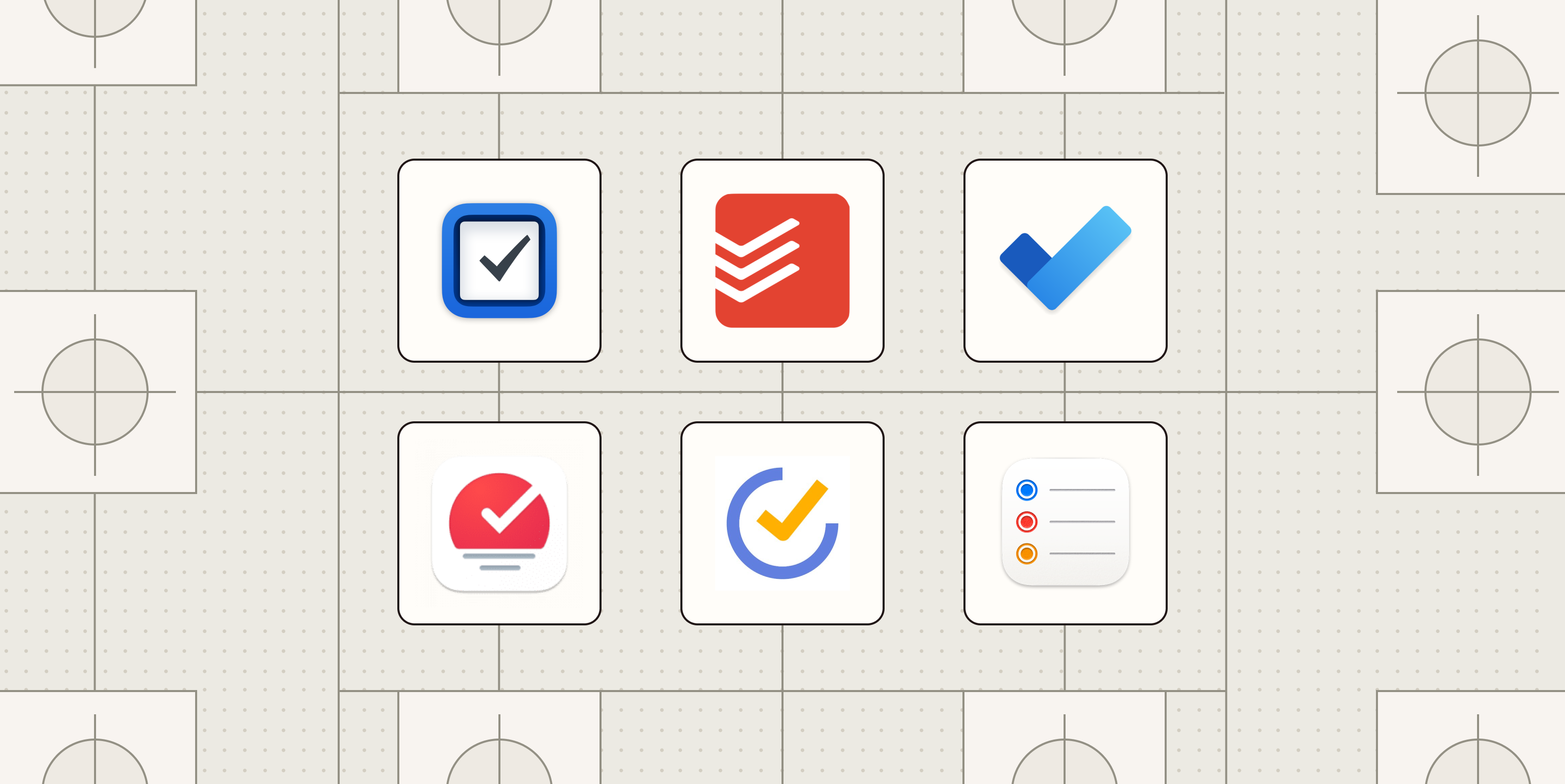 Hero image with the logos of the best to-do list apps for iPhone. 