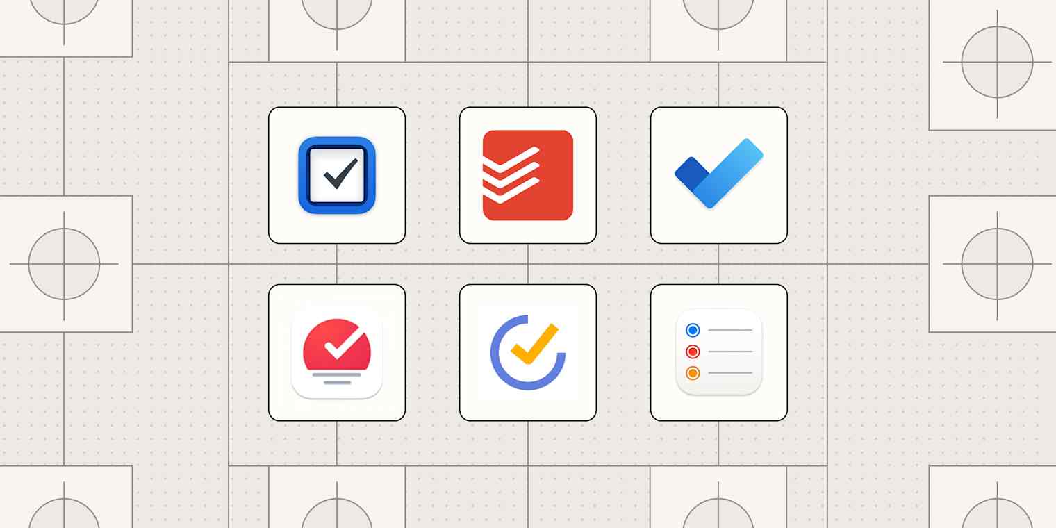 Hero image with the logos of the best to-do list apps for iPhone.
