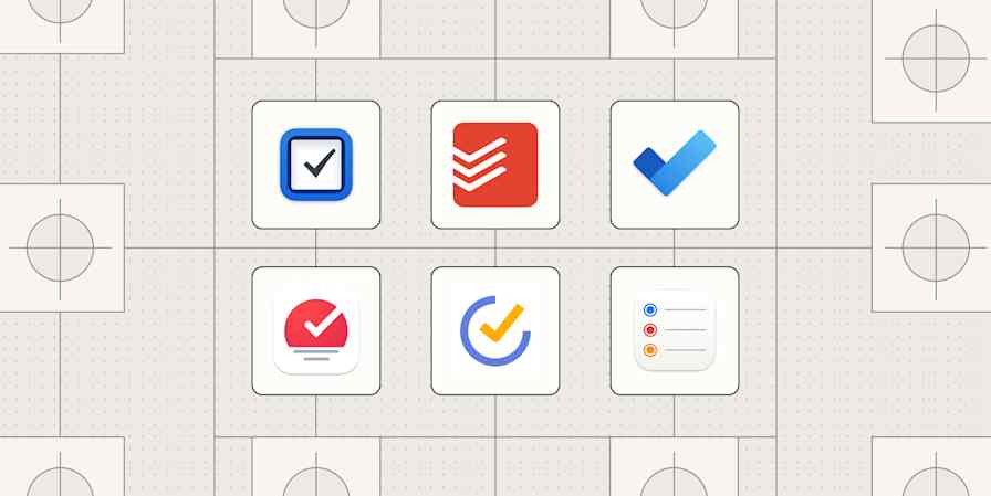 Hero image with the logos of the best to-do list apps for iPhone.