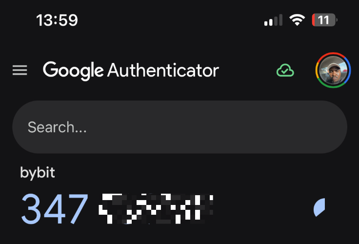 Example of time-based one-time passwords using an authenticator app.