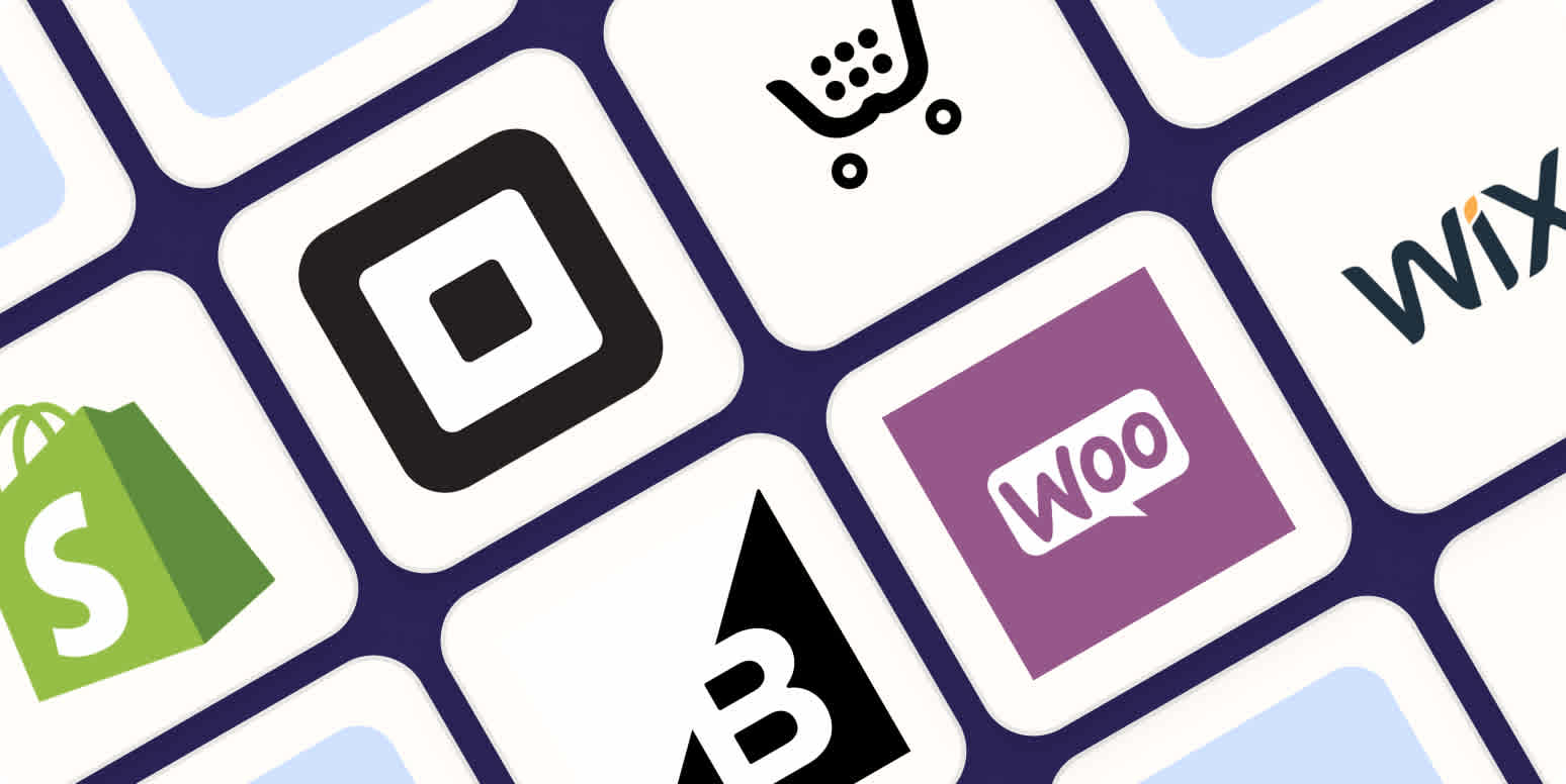 A hero image with the logos of the best eCommerce / shopping cart software