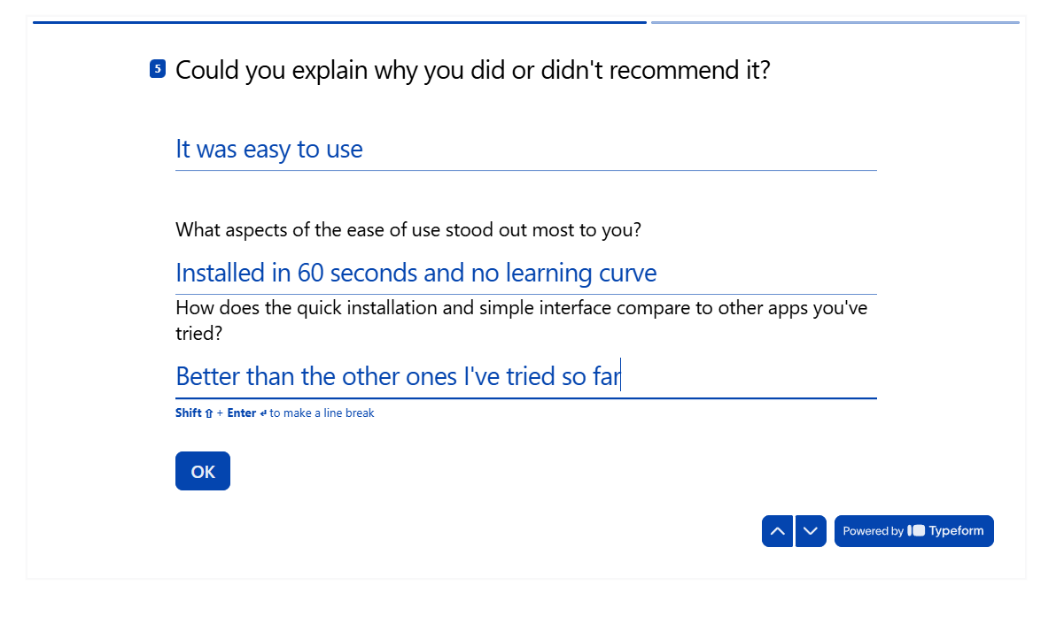 The Clarify with AI option in typeform