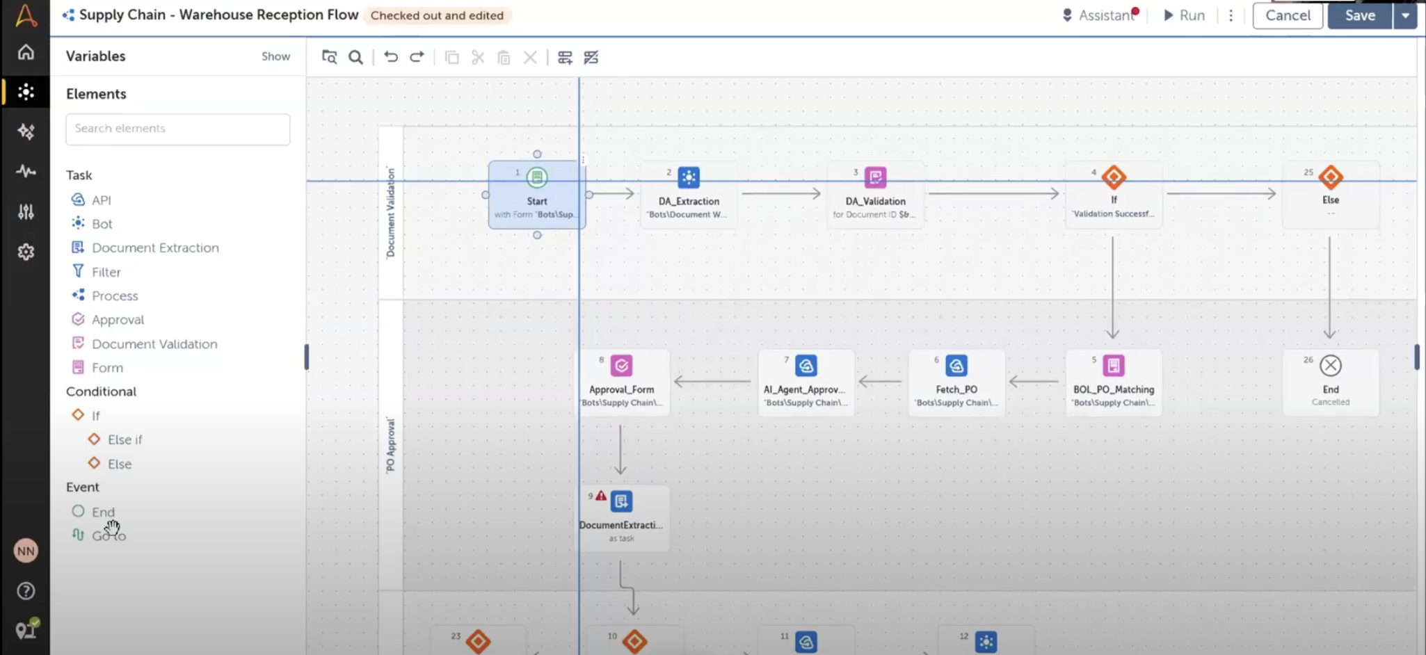 Screenshot of the Automation Anywhere interface