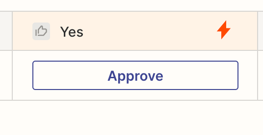 Screenshot of approve button