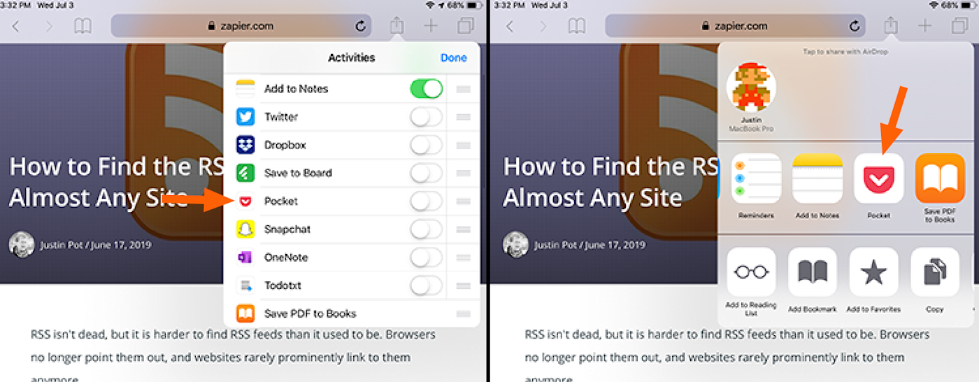 Share to Pocket on Apple