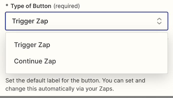Screenshot of button type