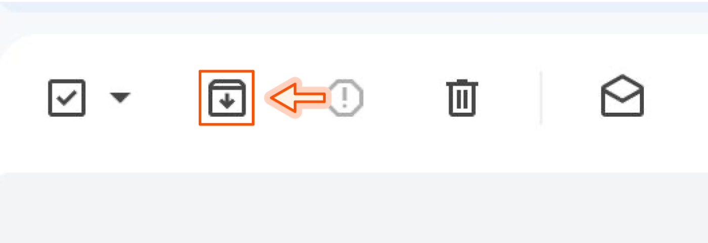 아카이브 버튼이 어디에 있는지 보여주는 Gmail의 스크린 샷