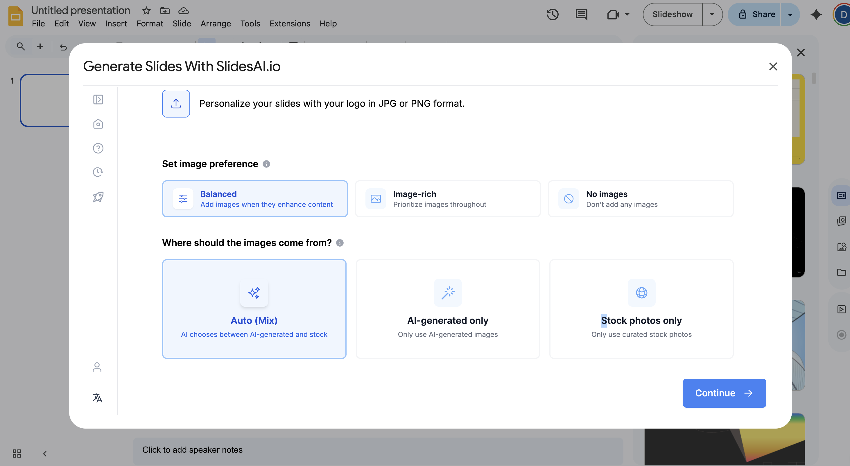 SlidesAI, our pick for the best AI presentation maker for adding AI to Google Slides or PowerPoint