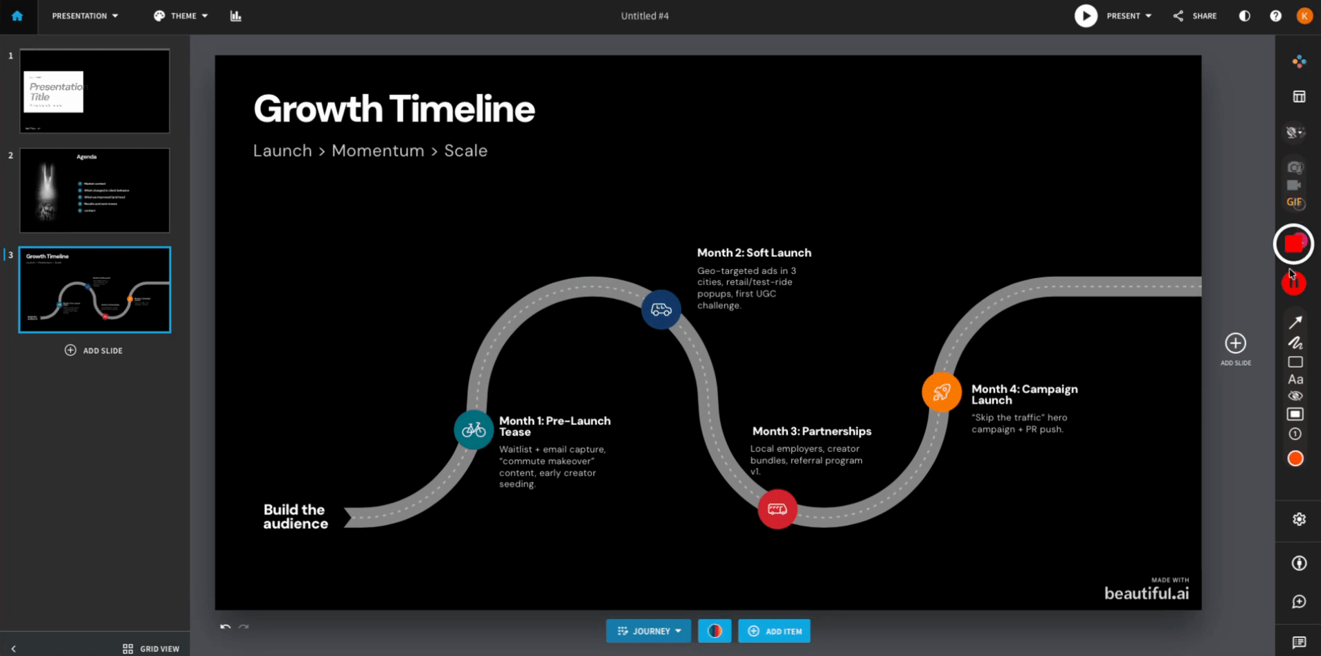 Beautiful, our pick for the best presentation software for AI-powered design