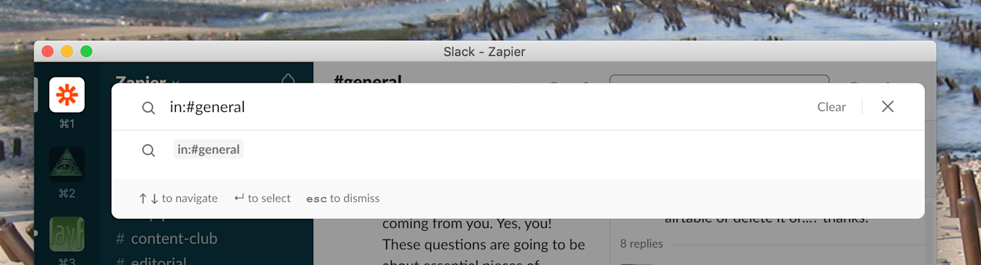 Slack search preview