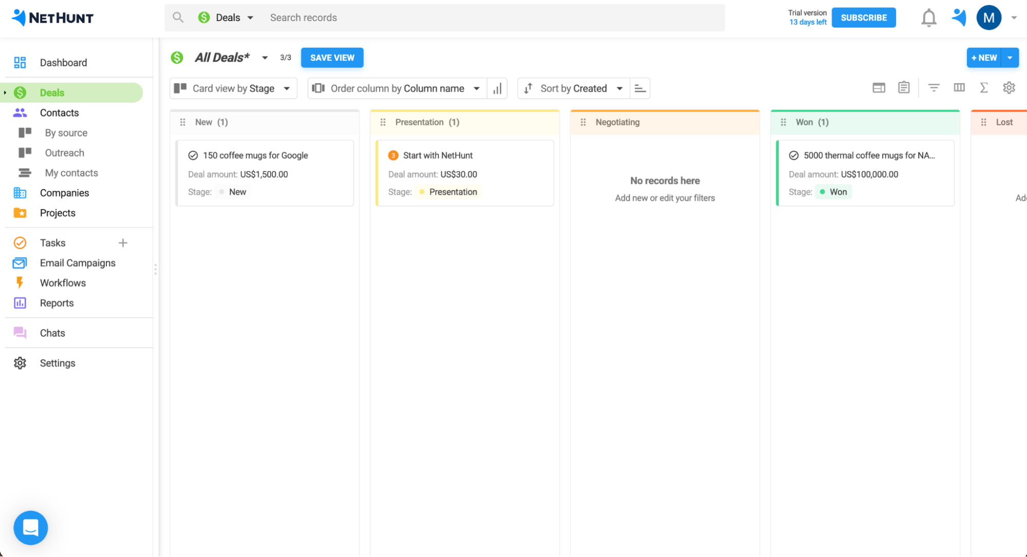 NetHunt, our pick for the best CRM for managing your Gmail inbox