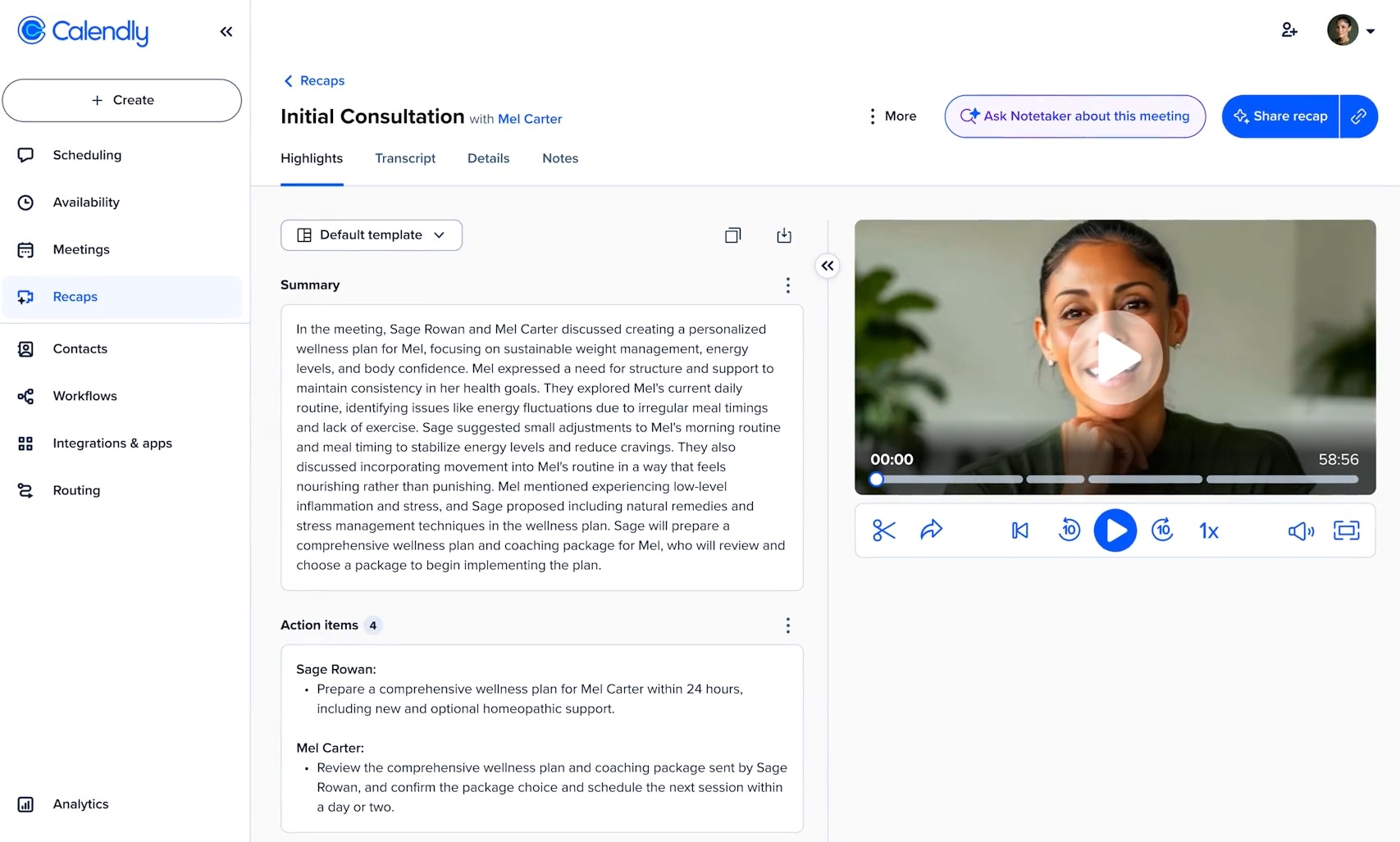 Calendly's AI meeting assistant