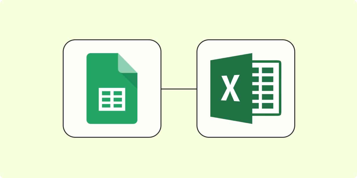Screenshot of Google Sheets logo and Microsoft Excel logo on a bolt background