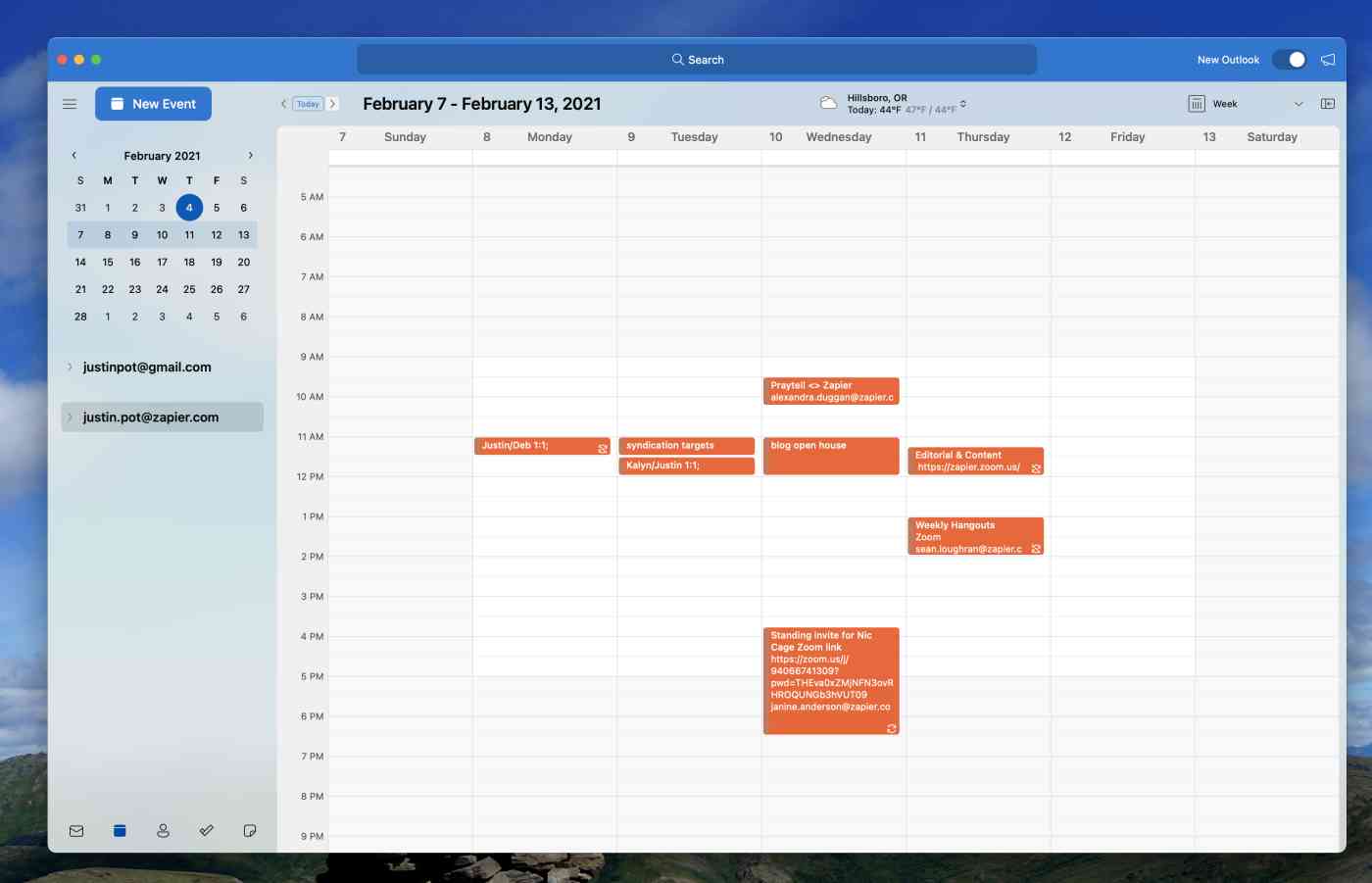 Outlook for macOS calendar screenshot