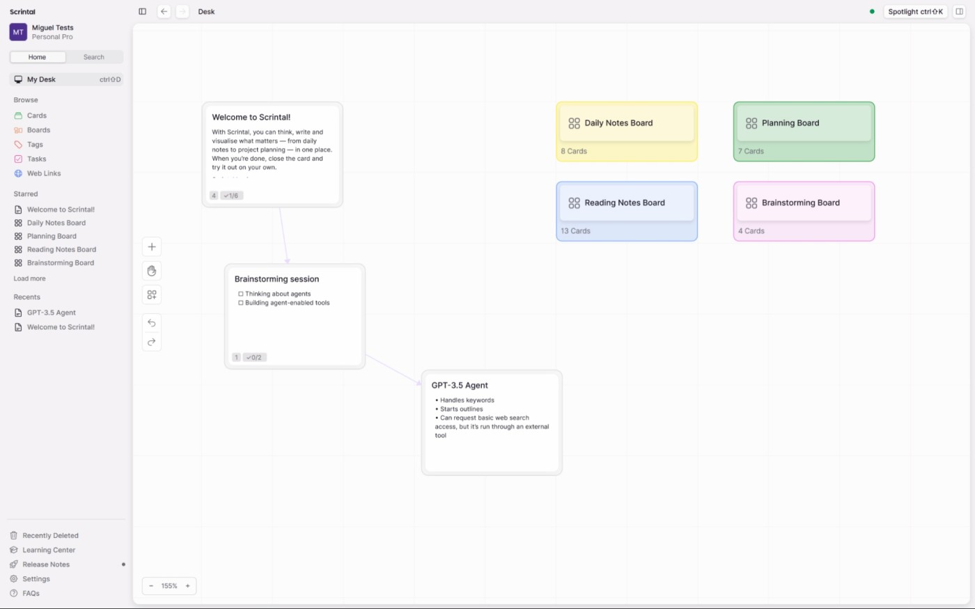 Scrintal, our pick for the best Notion alternative for mind mapping