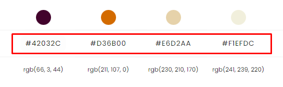 Example of HEX codes for brand colors