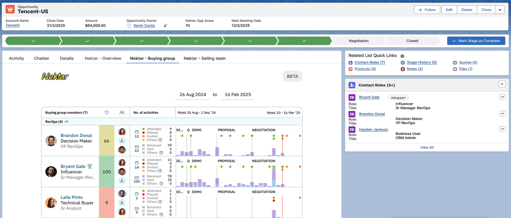 Screenshot of Nektar's interface.