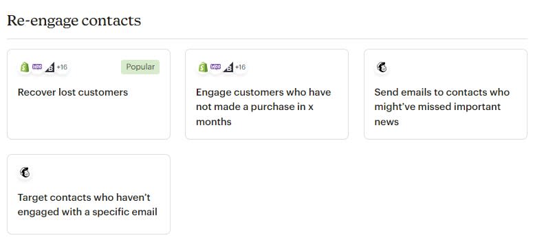 Automated campaign templates to re-engage contacts in Mailchip