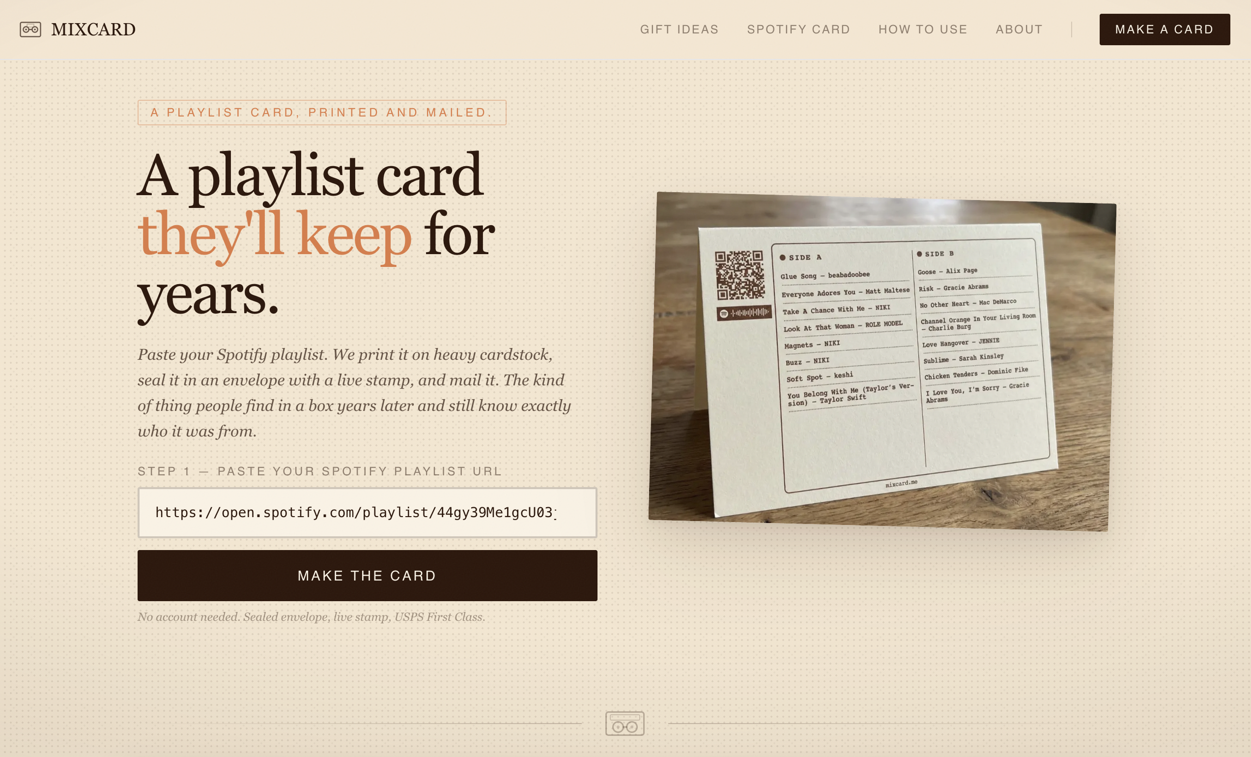 The MIXCARD website