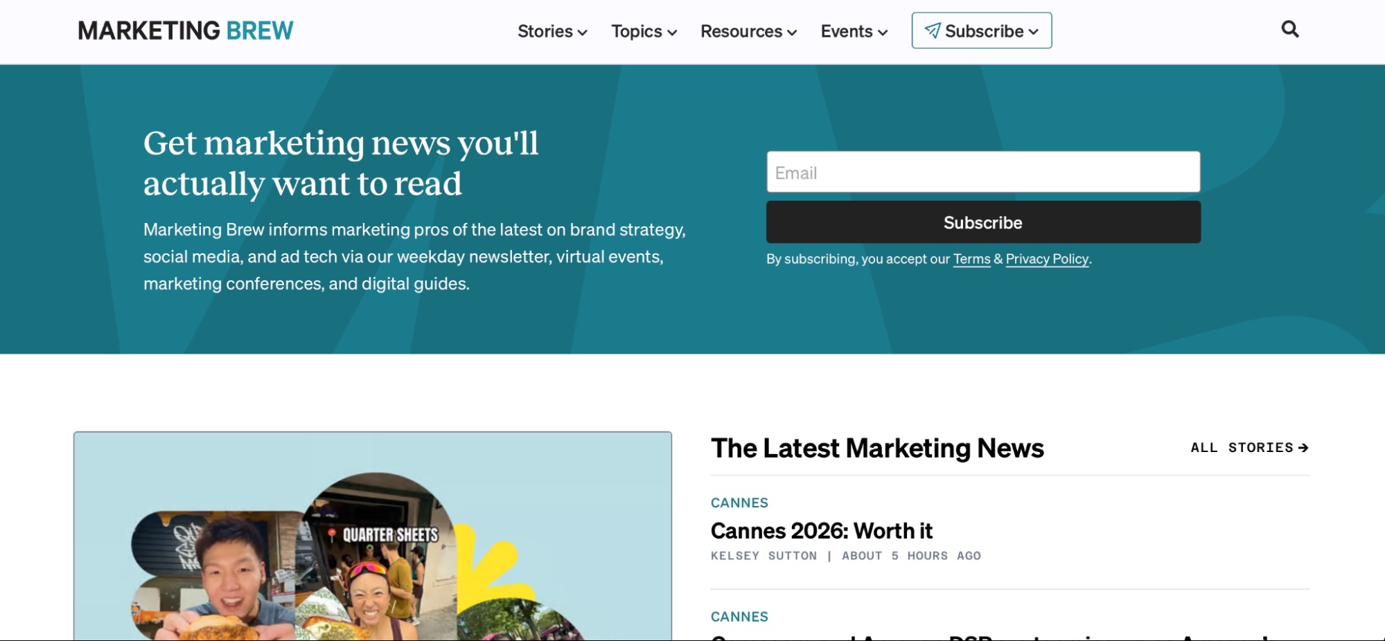 Marketing Brew, our pick for the best marketing newsletter for the latest marketing news