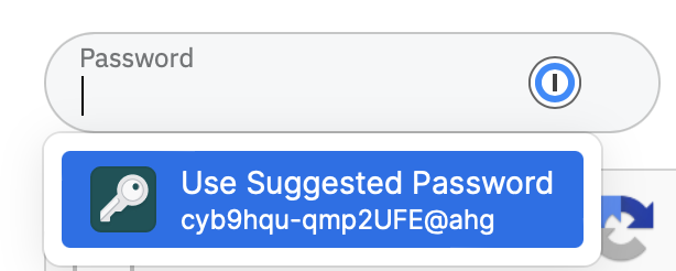 Generating a password in 1Password