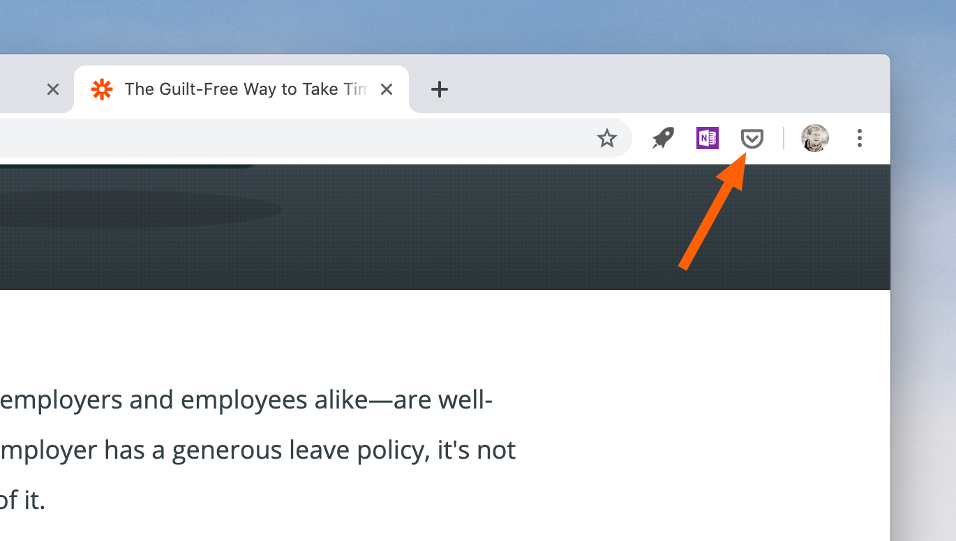 The Pocket button in Chrome