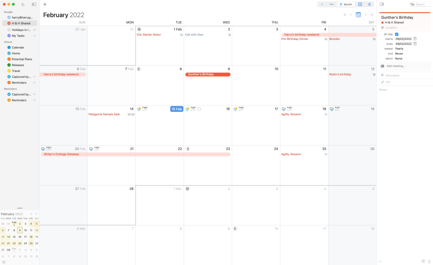 A screenshot of BusyCal, our pick for the most flexible calendar app for Mac