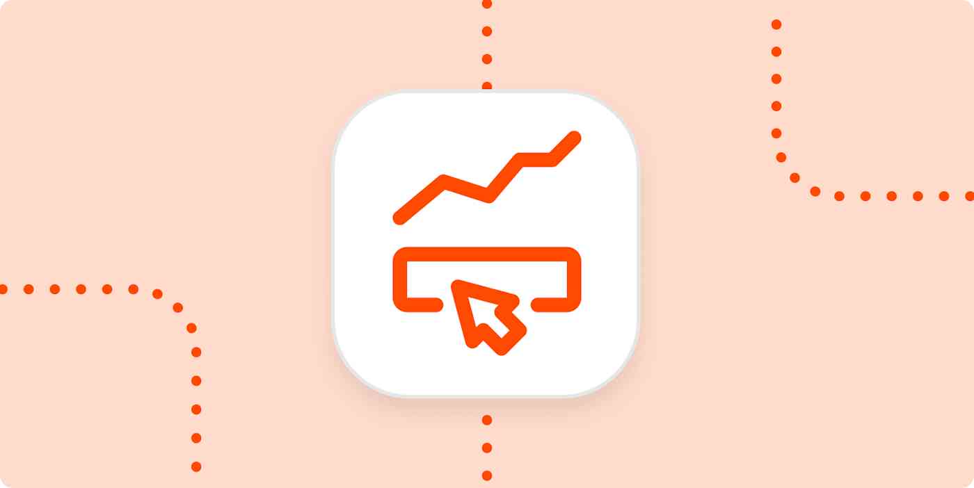 A hero image with an icon of a cursor clicking a CTA button and a line graph
