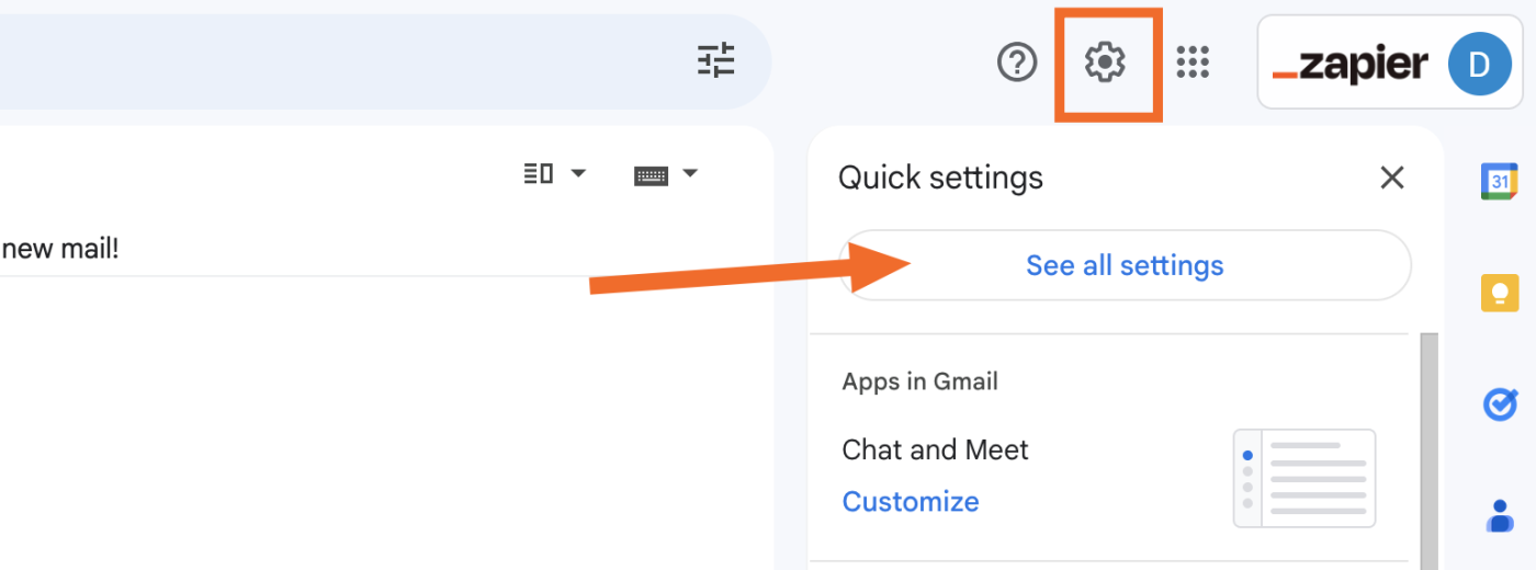 Settings in Gmail settings