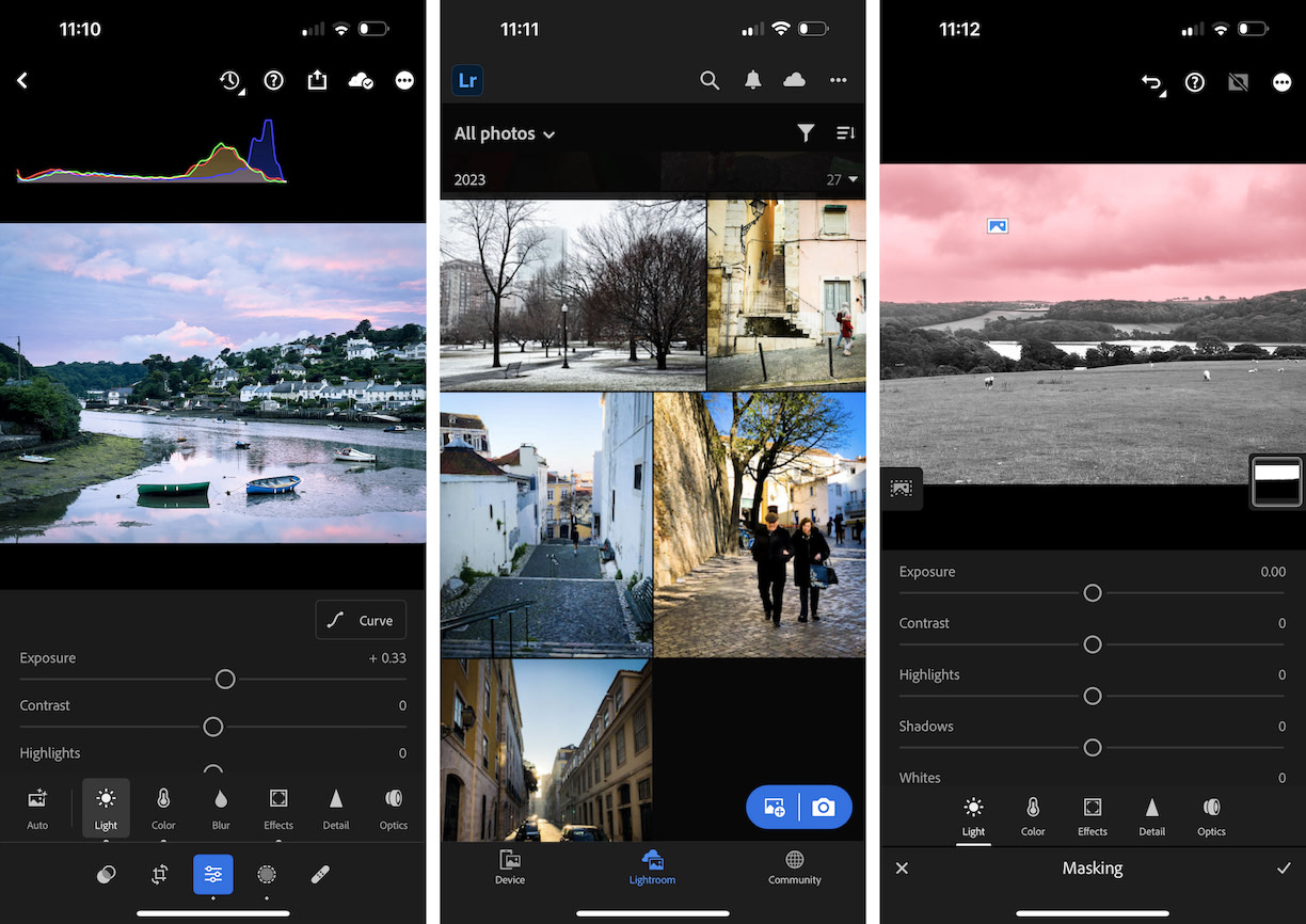 Lightroom, our pick for the best professional mobile photo editing app