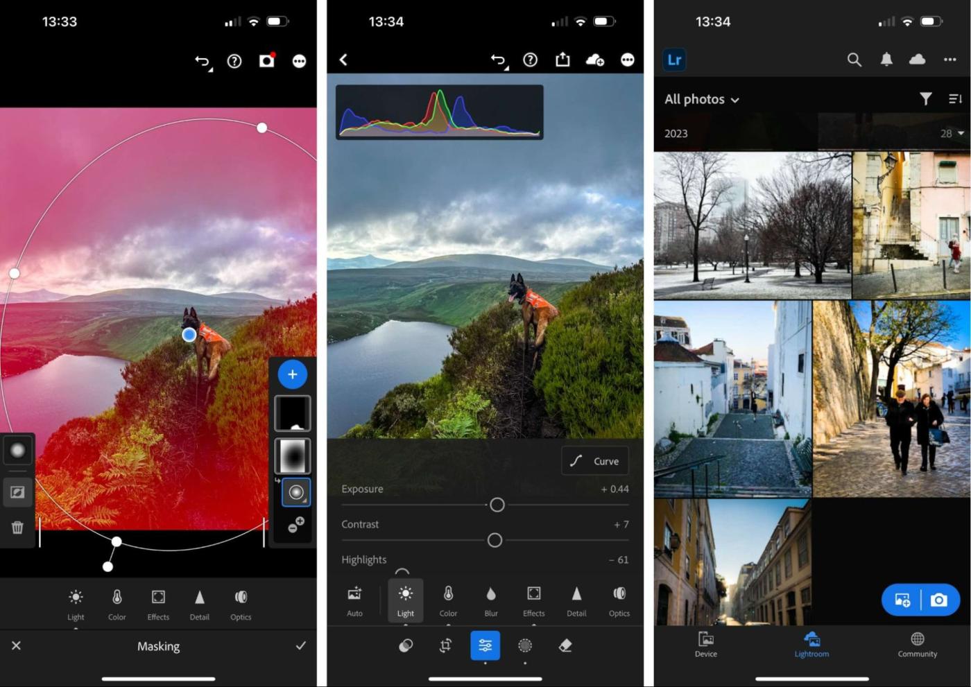 Lightroom, our pick for the best professional mobile photo editing app