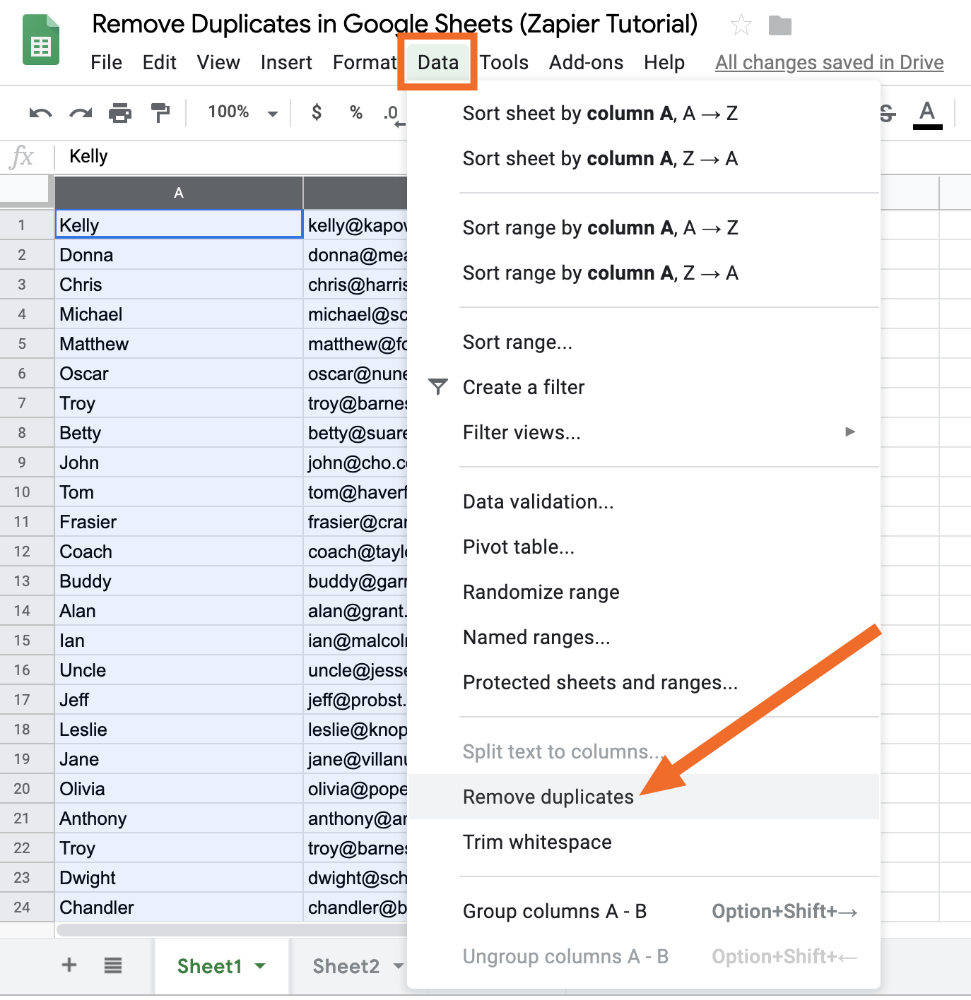 How to Remove Duplicates in Google Sheets