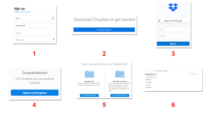 Steps to download the Dropbox app