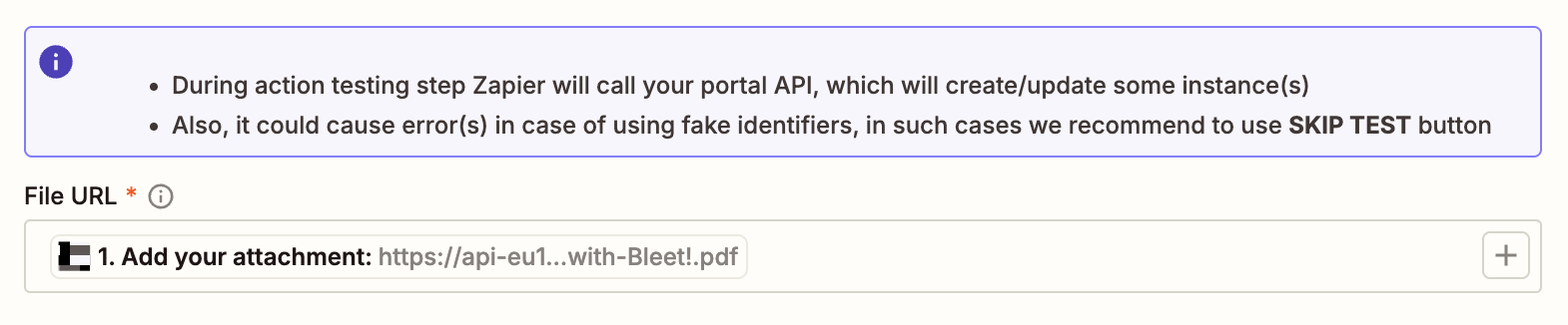Screenshot of file URL