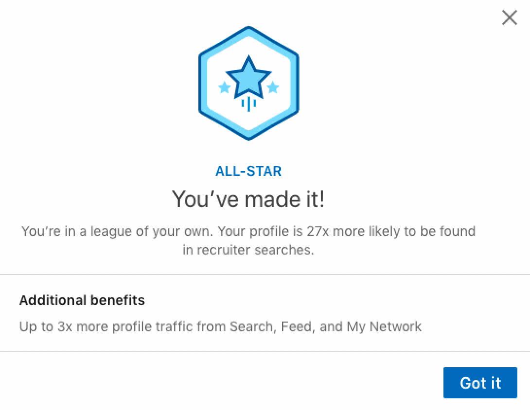 LinkedIn all-star status