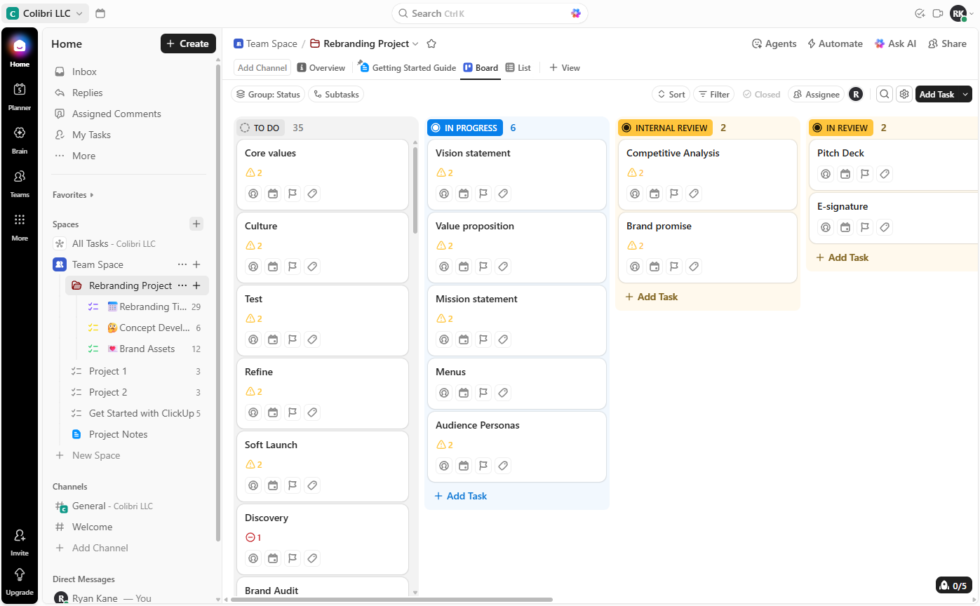 ClickUp, our pick for the best free Asana alternative