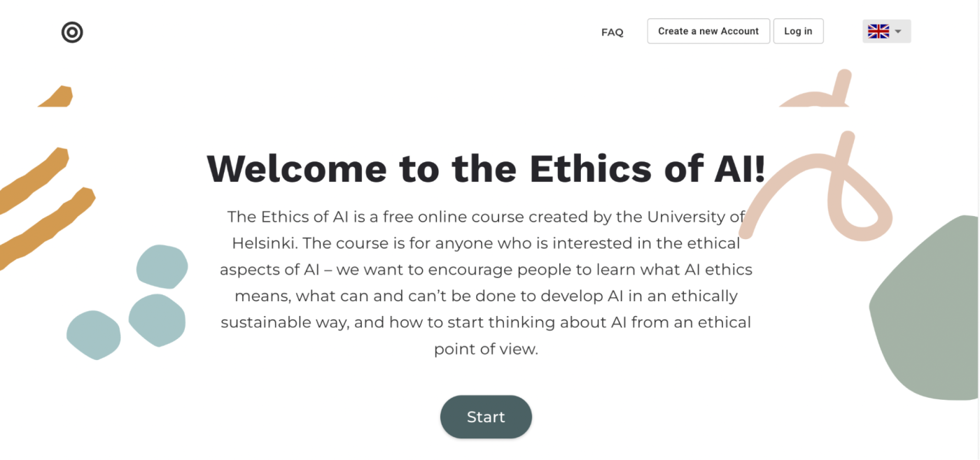 The homepage of The Ethics of AI, one of the best AI courses