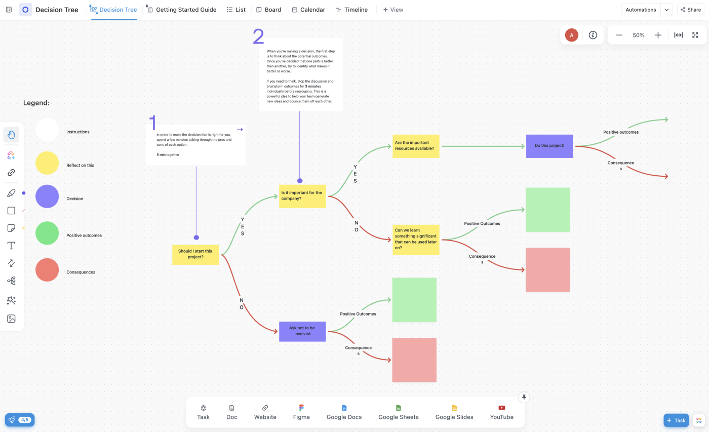 Whiteboard view in ClickUp