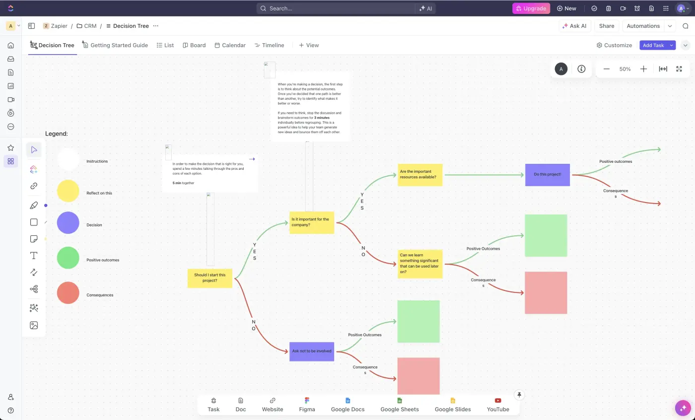 Whiteboard view in ClickUp