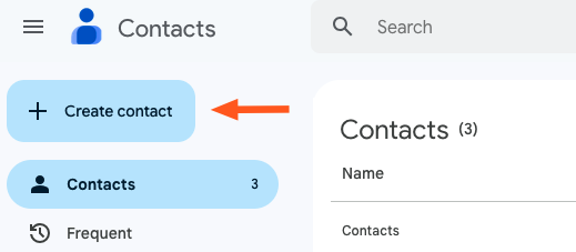 Screenshot of adding a contact in Gmail