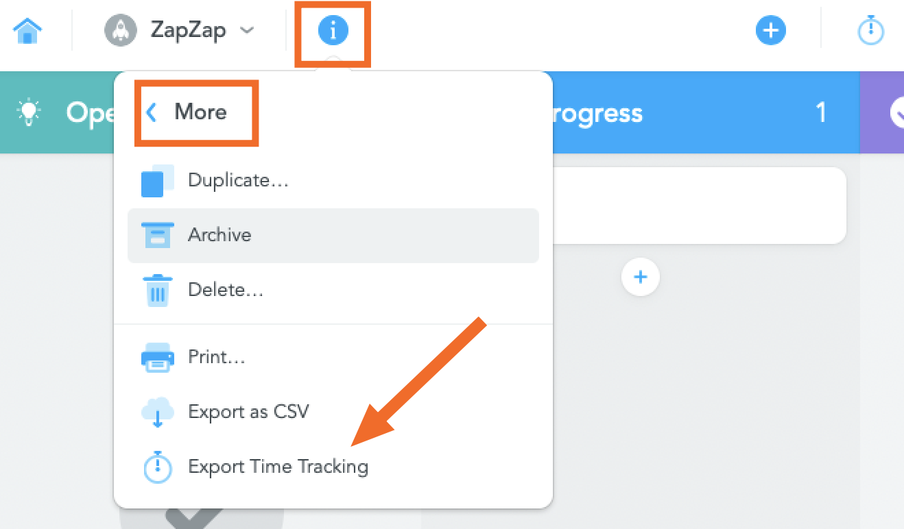 Export time tracking