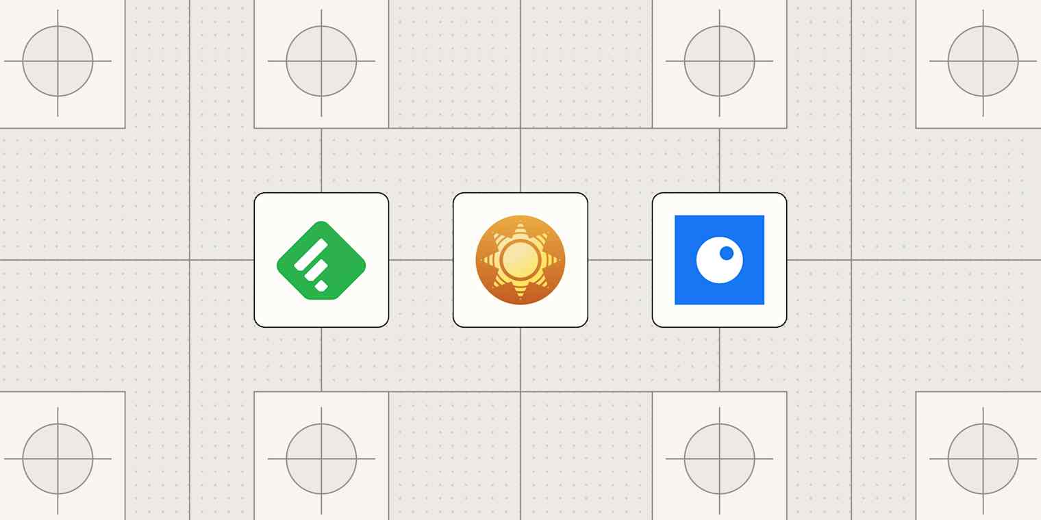 Hero image with the logos of the best RSS readers
